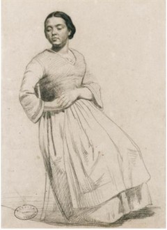Portrait présumé de Virginie Binet par Gustave Courbet (pierre noire sur papier)